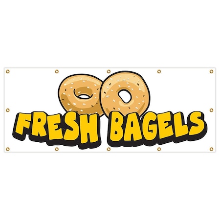 Signmission Fresh Bagels Banner Heavy Duty 13 Oz Vinyl with Grommets Single Sided B-120 Fresh Bagels